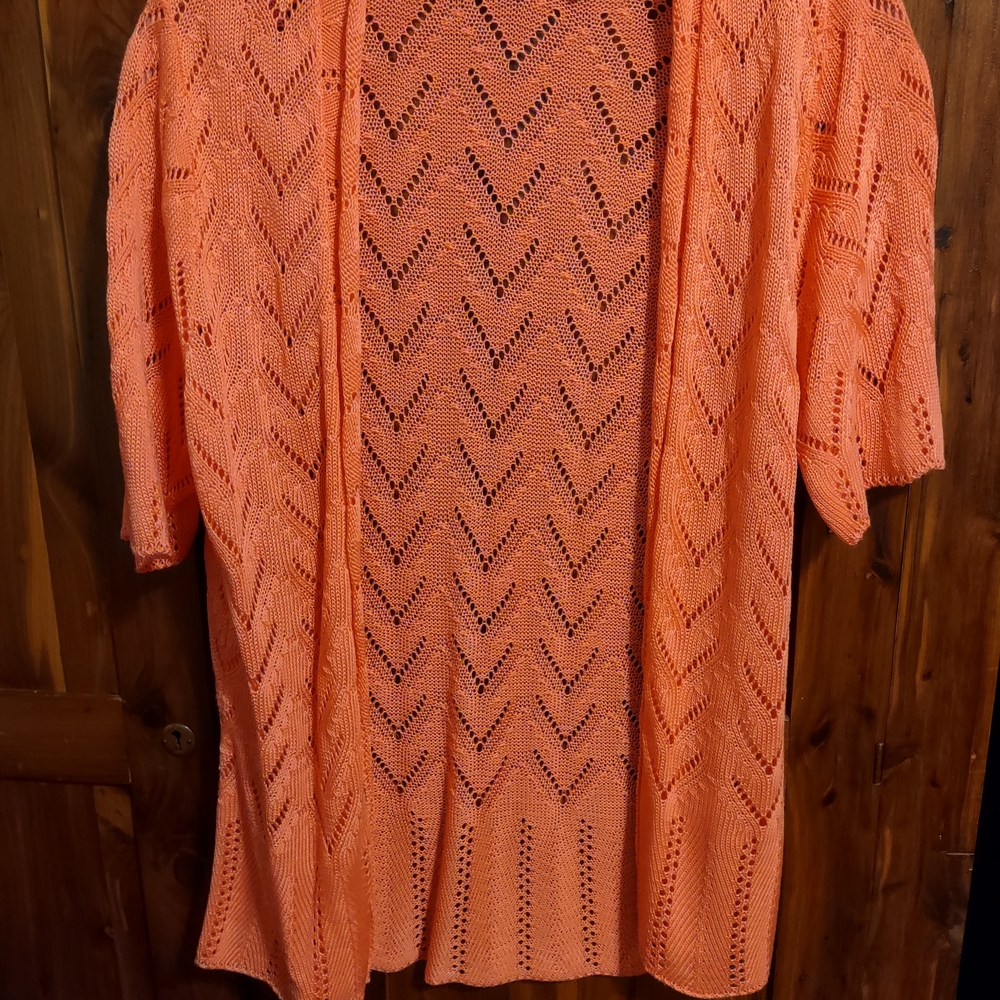 NY Collection Coral Open-Front Cardigan
